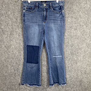 Buffalo Jeans Womens Size 31 Blue Ivy High Rise Crop Flare Stretch Distressed